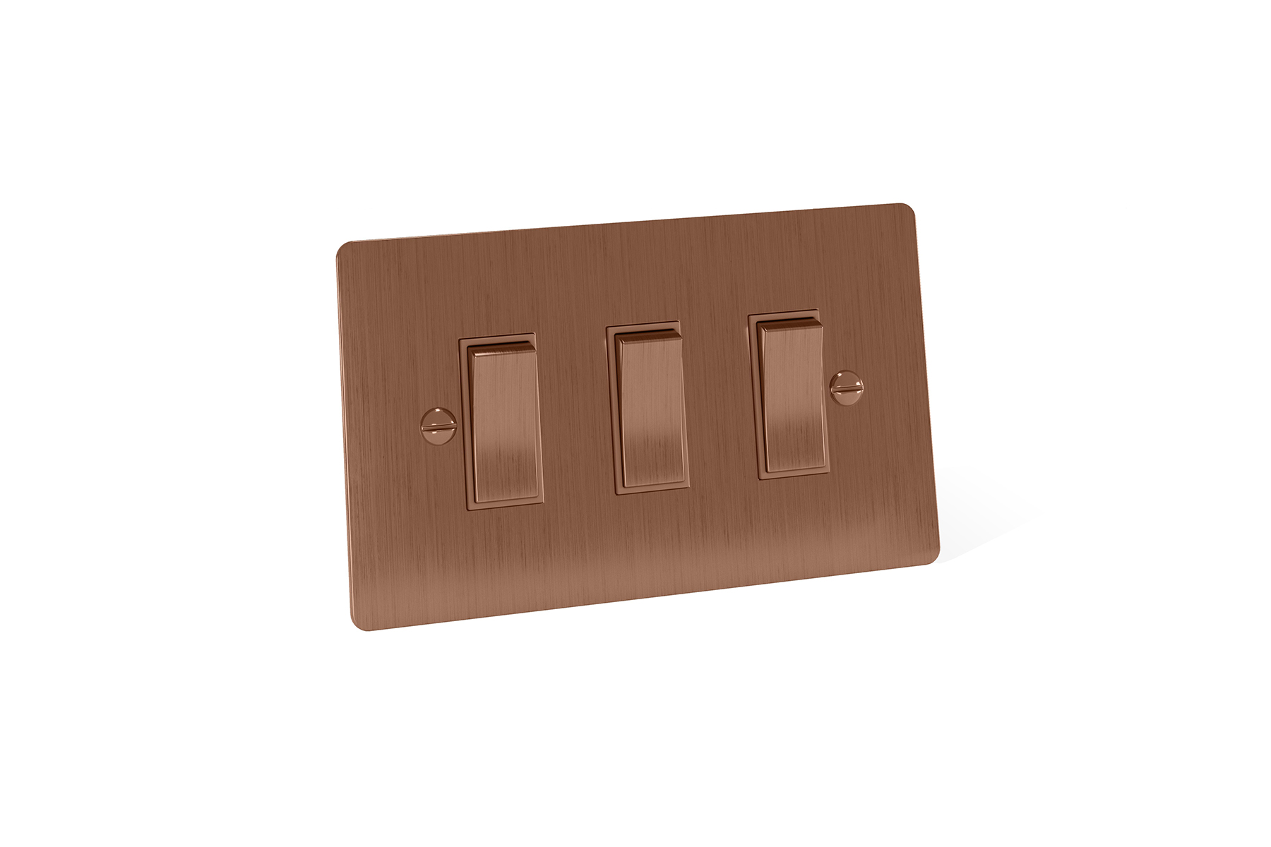 Triple rocker electrical switch in Bronze Brush PVD coloured stainless steel