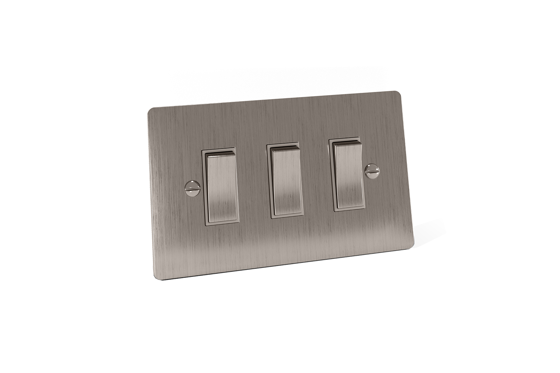 Triple rocker electrical switch in Gun Metal Brush PVD coloured stainless steel