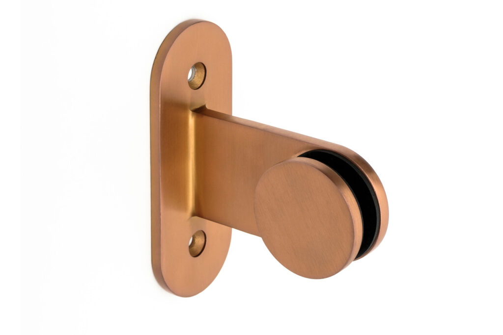 Balustrade clamp bracket in PVD coloured stainless steel Copper Brush