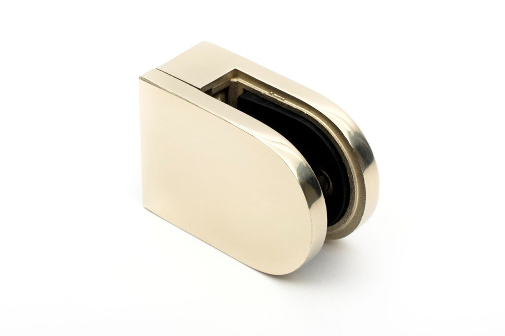 Balustrade D-clamp in PVD coloured stainless steel Almond Gold Mirror
