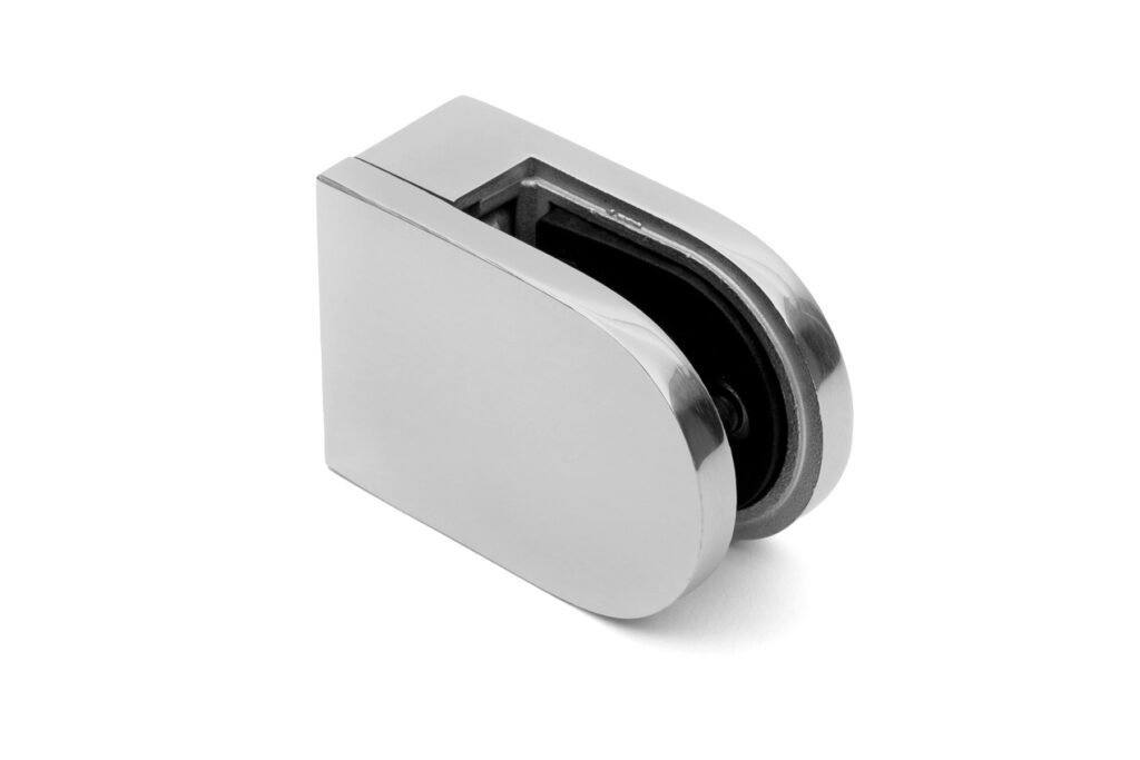 Balustrade D-clamp in PVD coloured stainless steel Clear Mirror