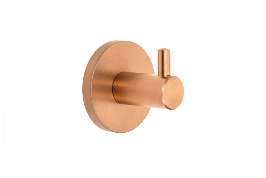 DP 7102 Prestige Single Robe Hook in PVD coloured stainless steel Rose Gold Brush.