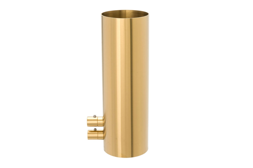 The Splash Lab toilet brush holder in PVD coloured stainless steel Brass Brush