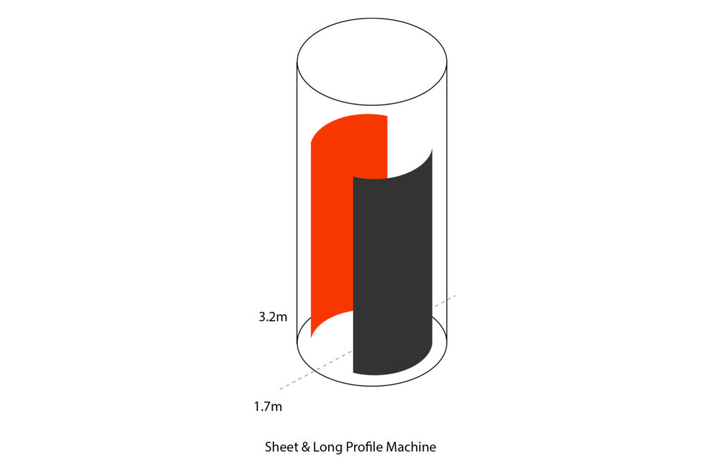 Stainless steel sheet and long profile PVD colouring machine capacity at the John Desmond Ltd, factory, Wimbledon, UK.