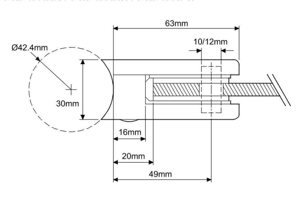 D-shaped Glass Balustrade Clamp Dimensions