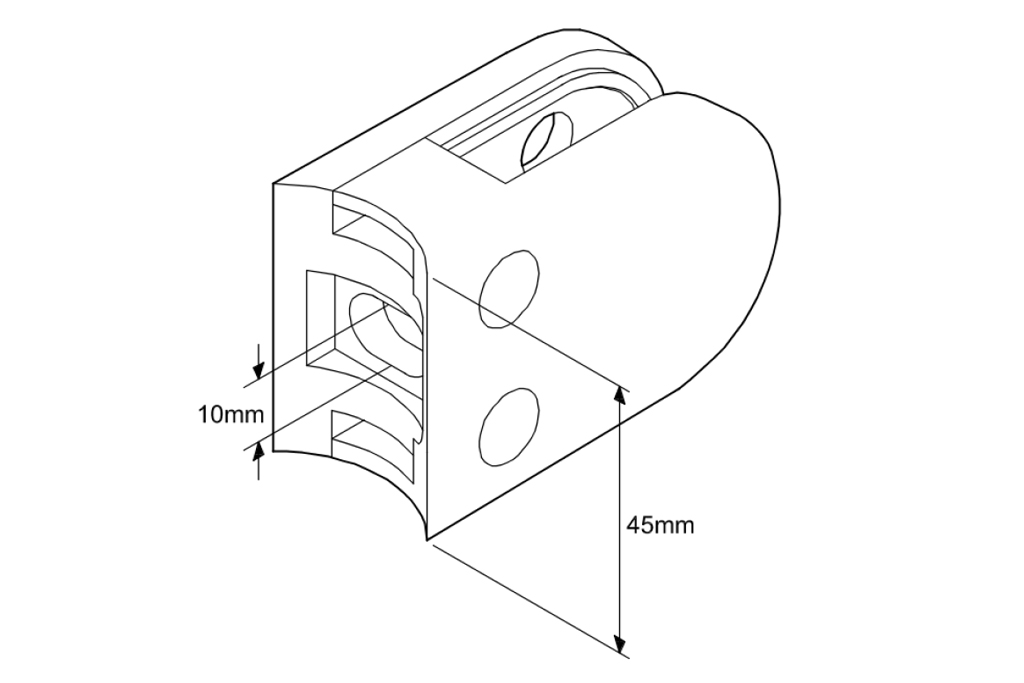 D-shaped Glass Balustrade Clamp Dimensions